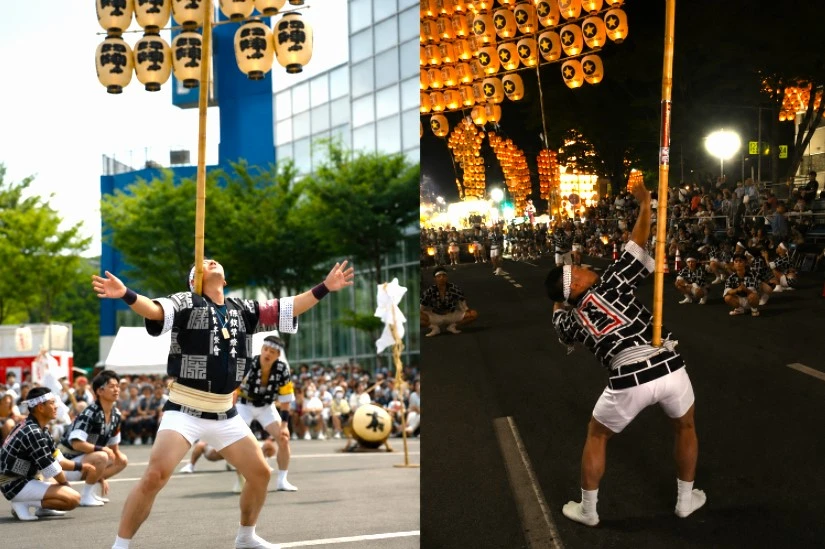 昼竿燈と夜本番で楽しみ方が異なる秋田竿燈まつりの会場