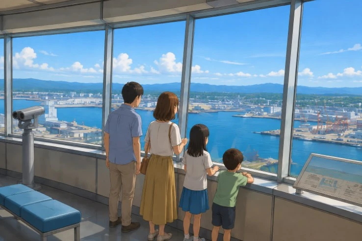 セリオン展望室から家族で景色を眺めるイメージ