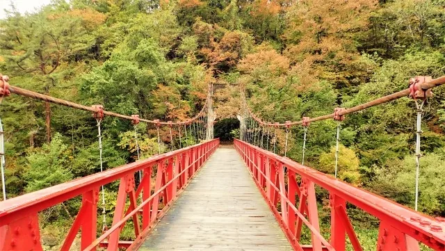 山々を背景にした抱返り渓谷の石碑