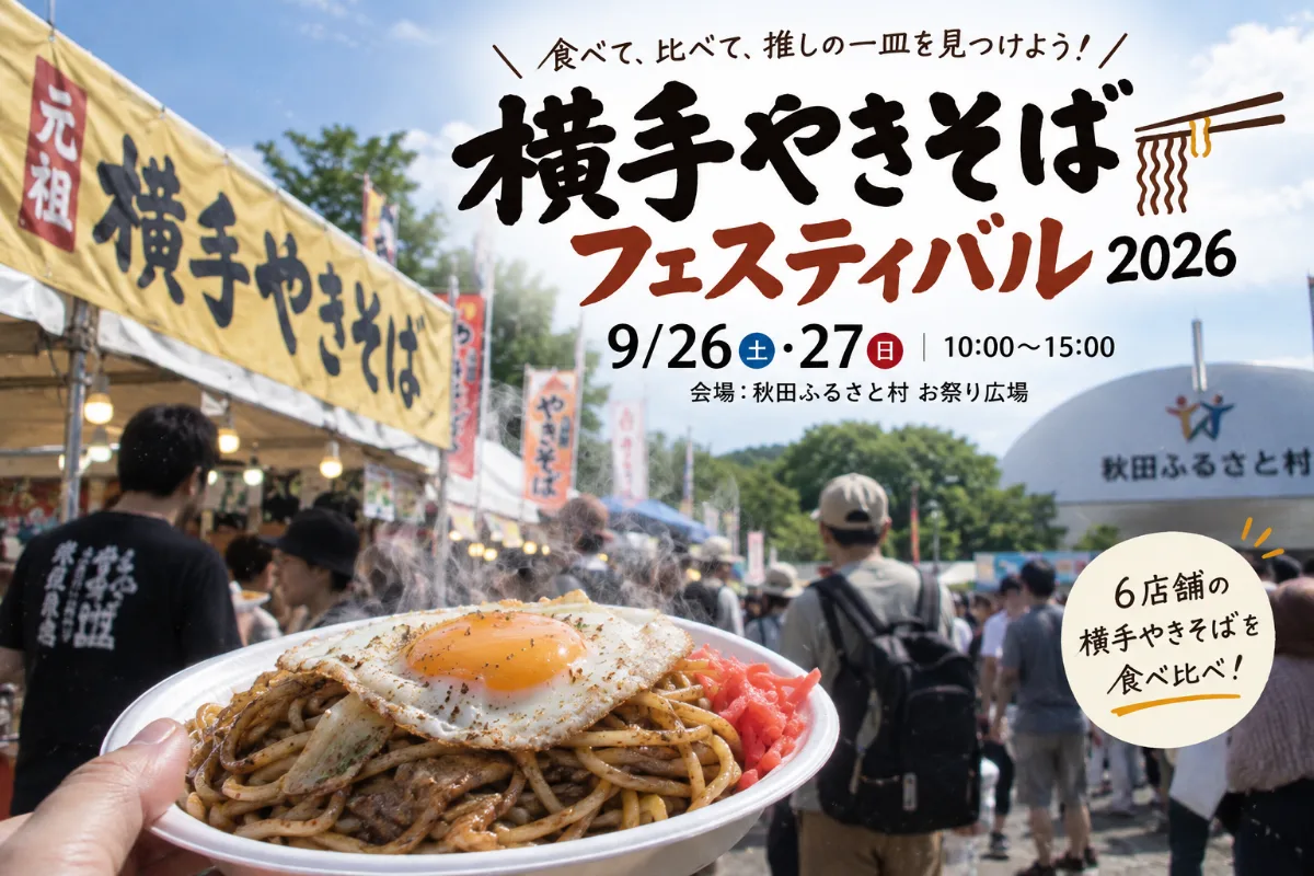 【横手市】横手やきそばフェスティバル2026（9/26～27）｜日程・食券・出店・駐車場を紹介 
