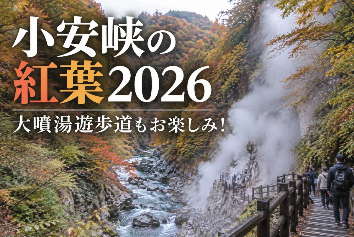 【湯沢市】小安峡の紅葉2026｜見頃・大噴湯の階段と駐車場を紹介