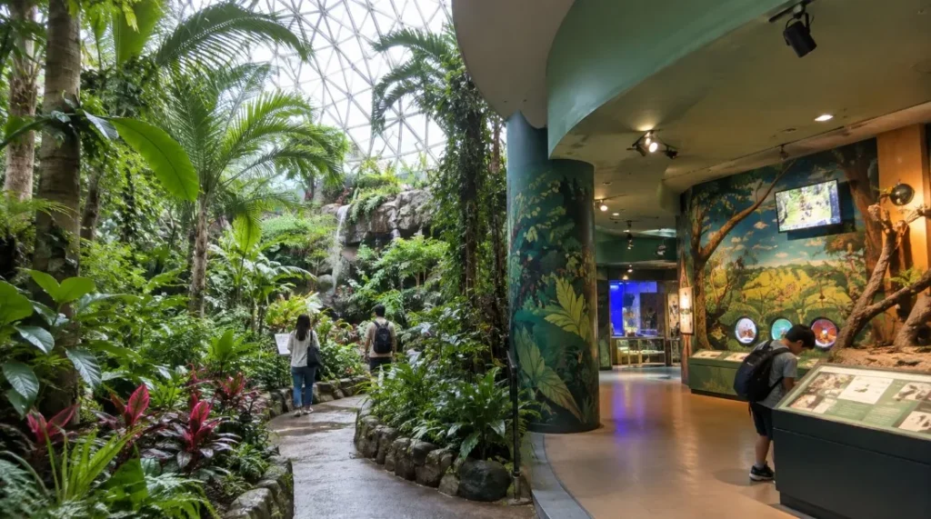 能代エナジアムパークの熱帯植物園と館内展示