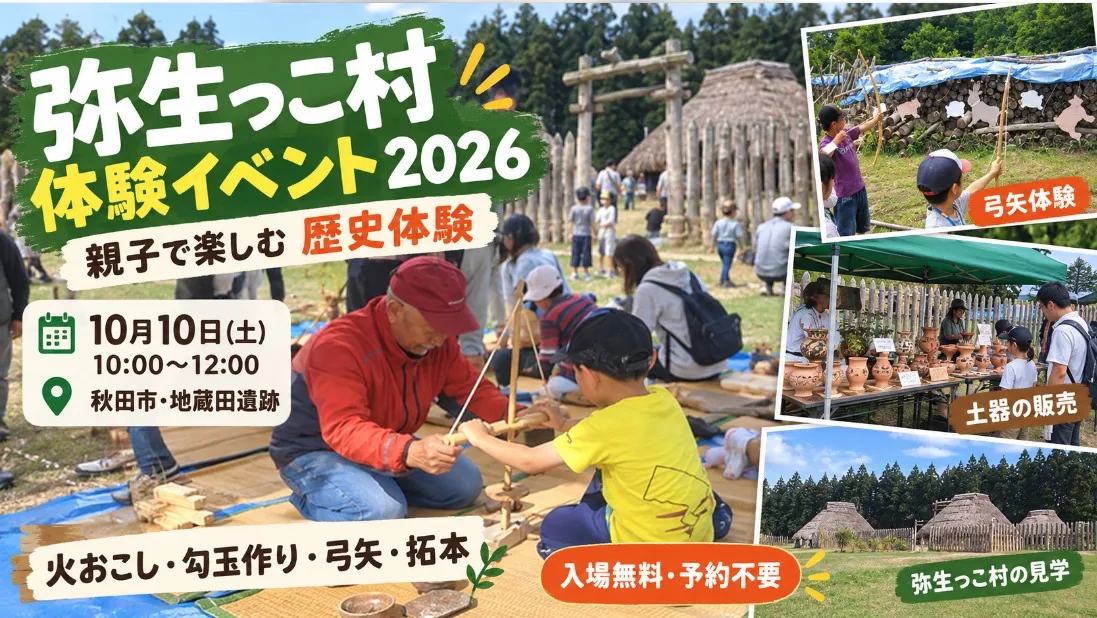 秋田市・弥生っこ村体験イベント2026｜火おこし・勾玉作りを親子で楽しむ